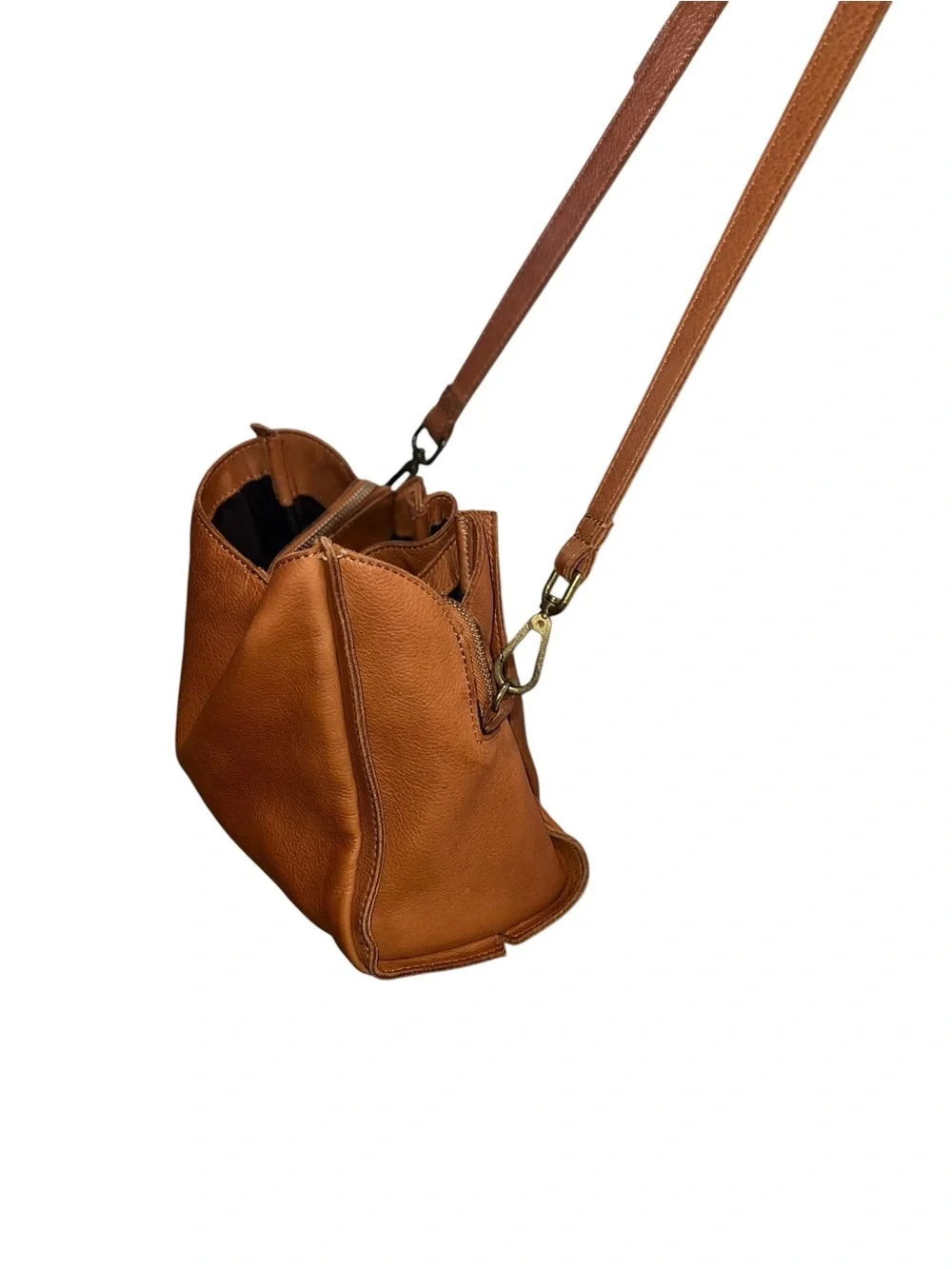 Vilenca Holland Genuine Leather Cognac Crossbody Shoulder Bag Adjustable Strap